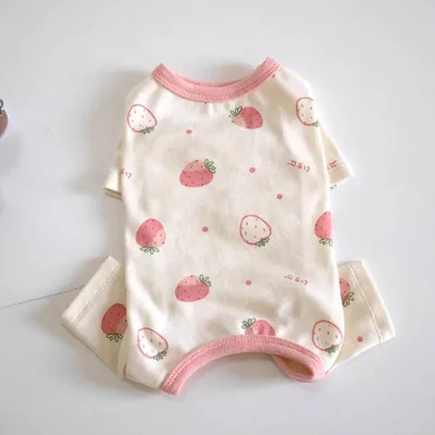 Belly Contracting Four legged Pet Clothing Teddy Bichon Pajamas Strawberry - Shop at LoveMi