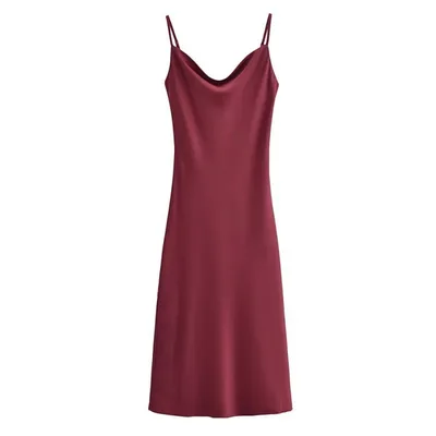 Winter Solid Color Retro Women's Dress Wine - Shop at LoveMi