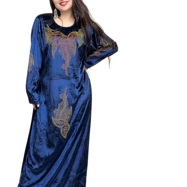 Large Size Long Dress Viscose Fiber Dark Blue - Shop at LoveMi