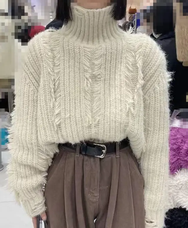 Thickened Gentle Style Korean Knitted Top Beige - Shop at LoveMi