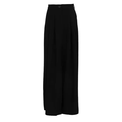 European And American Fashion Minimalist Split Pleated Temperament Suit Skirt Black - Shop at LoveMi