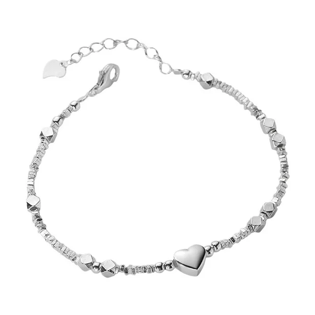 Women's Sterling Silver S925 Minimalist Design Elegant Heart Sliver Beads Heart Broken Silver - Shop at LoveMi