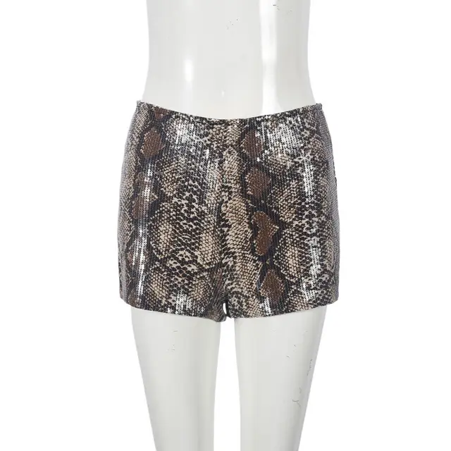 Leopard Print Elastic Waist Casual Shorts Serpentine Brown - Shop at LoveMi
