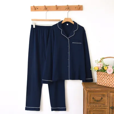 Women's Cotton Pajamas Can Be Worn Outside In Spring And Autumn Navy - Shop at LoveMi