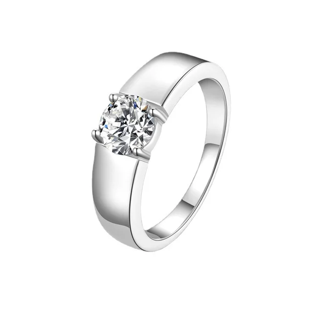 Sterling Silver Moissanite Ring Temperament Adjustable Opening Moissanite 50 Points - Shop at LoveMi