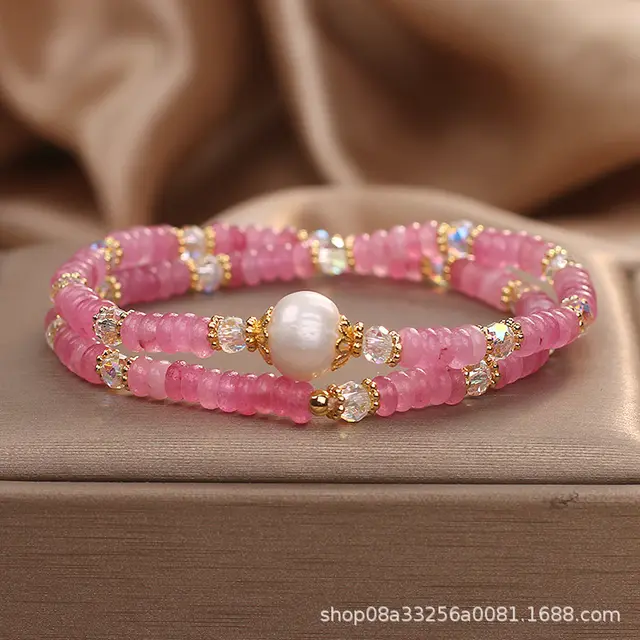 Glass Crystal Freshwater Pearl Beads Of Necklace Bracelet Rose Red - Shop at LoveMi