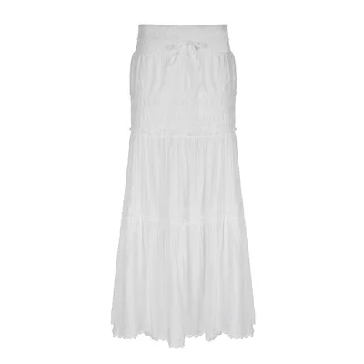 Low Waist Lace up Slimming Versatile A Line Dress White - Shop at LoveMi