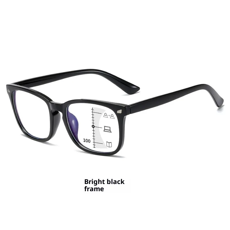 Progressive Multi focus Anti blue Light Reading Glasses Full Rim Frame Black - Shop at LoveMi