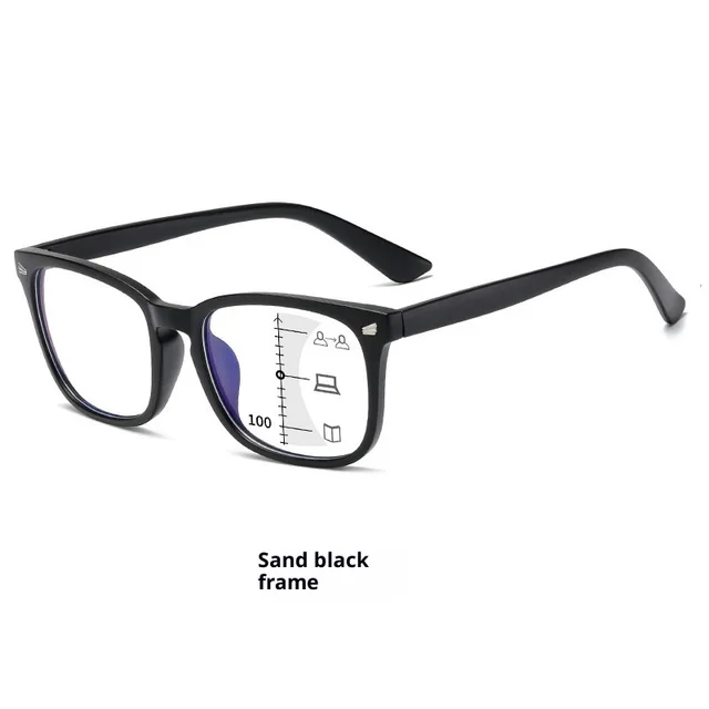 Progressive Multi focus Anti blue Light Reading Glasses Full Rim Frame Sand Black - Shop at LoveMi