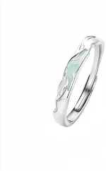S925 Silver Couple Ring Female Men's Niche - White Gold Color