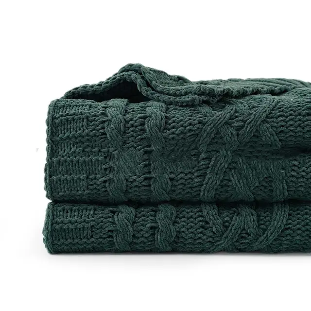 Thickened Heavy Weight Cover Blanket Nap Blanket Thick Knitted Christmas Green - Shop at LoveMi