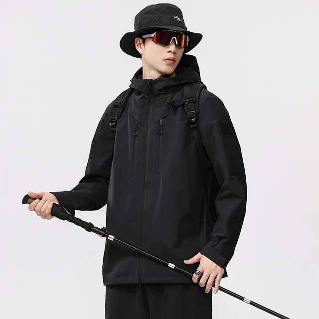 Outdoor Sports Windproof Waterproof Men's Outdoor Jacket Black Single Coat - Shop at LoveMi