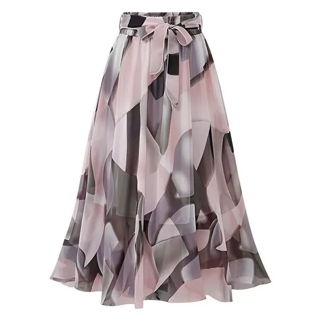 Women's High Waist Chiffon Skirt Color Pink - Shop at LoveMi