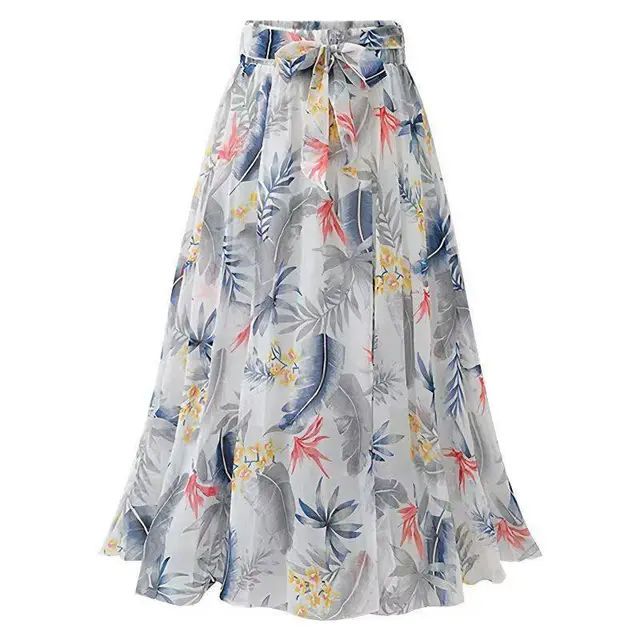 Women's High Waist Chiffon Skirt Color White - Shop at LoveMi