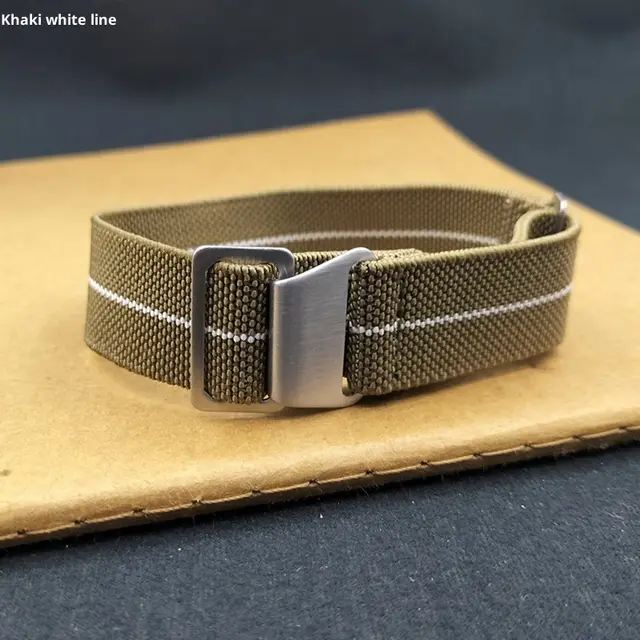 Fashion Parachute Package Elastic Nylon Watchband Khaki Silver Buckle - Shop at LoveMi