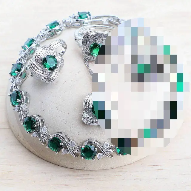 Blue Zirconia Women Jewelry Sets 925 Sterling Silver Wedding Green Resizable - Shop at LoveMi