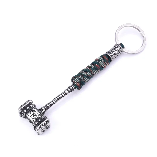 Personality Handmade Woven Stainless Steel Buckle Key Camouflage Green - Shop at LoveMi