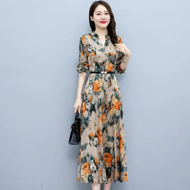 Printed Dress Slim Fit Fashion Women - Color - View 1