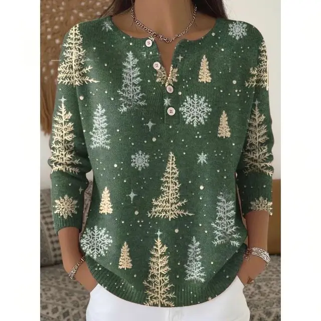 Retro Christmas 3D Digital Printing Four button Stand Collar T shirt Tcfs6219 - Shop at LoveMi