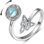 Rotating Moonstone Ring Bracelet - White Gold Colour
