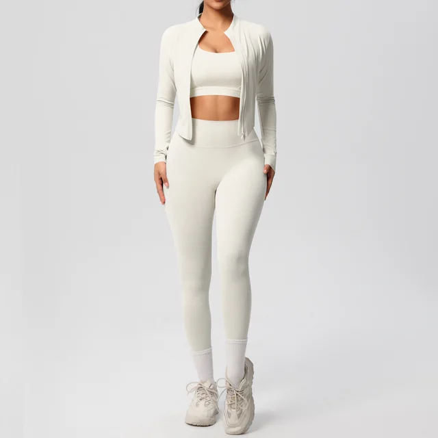 Tight Yoga Vest Jacket Beauty Back Exercise Bra Outdoor Yoga Clothes Light Ivory - Shop at LoveMi