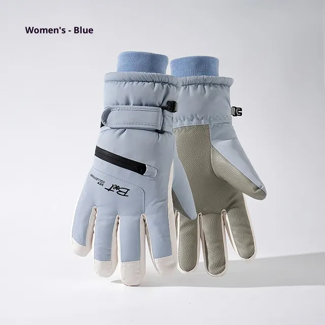 Winter Fleece lined Thickened Men's And Women's Skiing Gloves Thermal And Windproof Female Blue - Shop at LoveMi