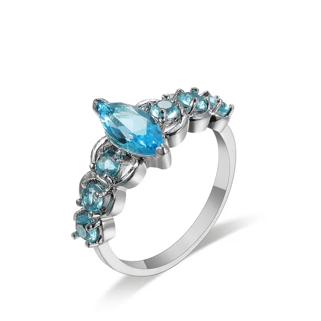 Ocean Blue Zircon Simple And Versatile Copper Ring No 10 - Shop at LoveMi