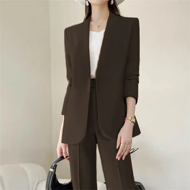 Korean Casual Fashion Temperament Business Suit Deep Coffee - Shop at LoveMi