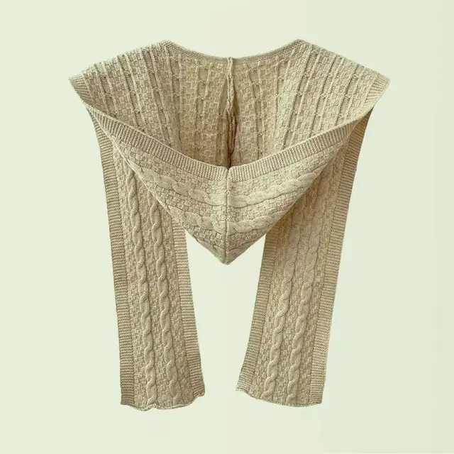 Spring And Autumn Internet Celebrity Shawl Hat Scarf Integrated Hooded Knitted Oatmeal Color - Shop at LoveMi