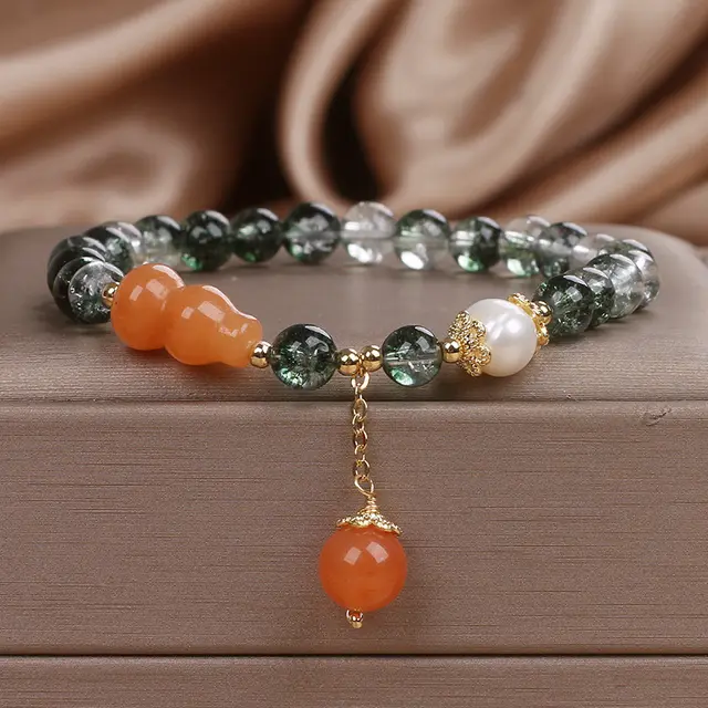 Ins Special interest Design Green Phantom Quartz Crystal Bracelet Green - Shop at LoveMi