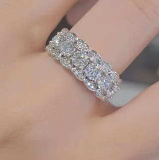 925 Silver Plating 18K Gold Ring Full Moissanite Full Diamond Closed Ring Niche - Us Size 7