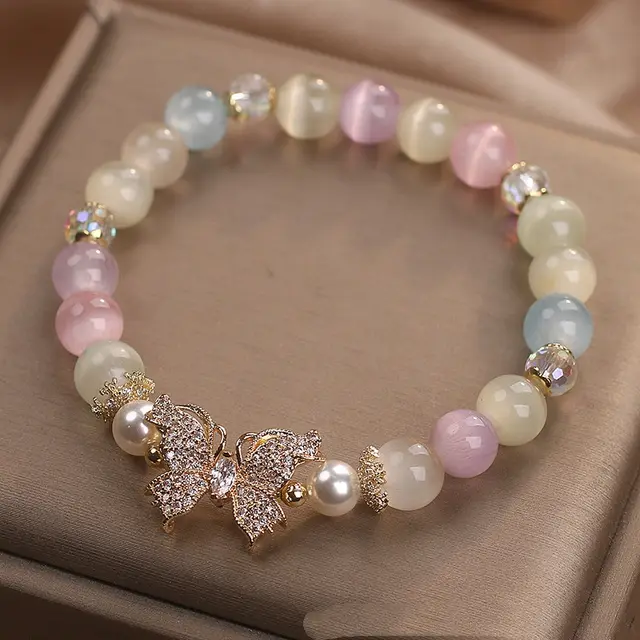 Original Design Natural Stone Bracelet Golden Dafu Moonstone Color - Shop at LoveMi
