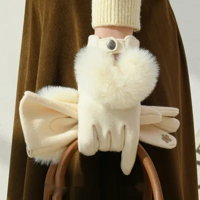Winter New Cashmere Gloves For Women White - Shop at LoveMi