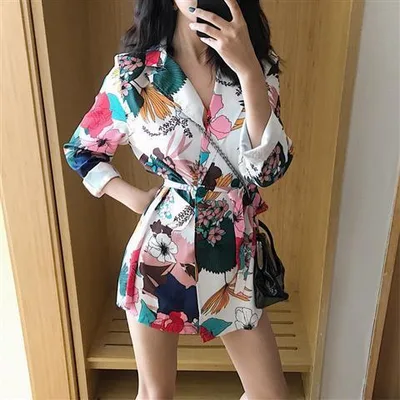 Women's All matching Printed Long Suit Jacket Slim Fit White - Shop at LoveMi