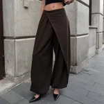 Fashion Casual Irregular Wide-leg Pants For Women - Coffee