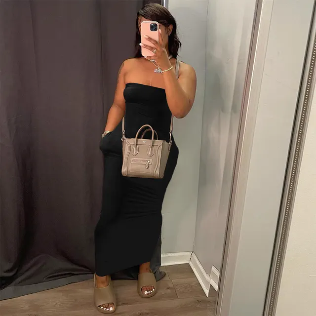 Sexy Pure Color Tube top Dress For Women Black - Shop at LoveMi