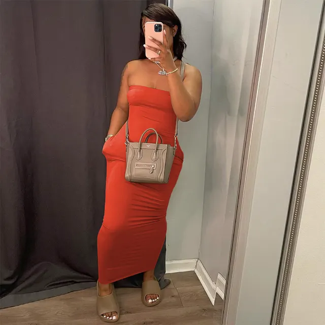 Sexy Pure Color Tube top Dress For Women Red - Shop at LoveMi