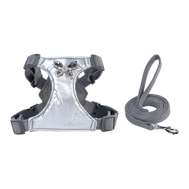 Small Dog Chest Strap Easy Walking Dog Metal Butterfly Hand Holding Rope Yinchuan Gray - Shop at LoveMi