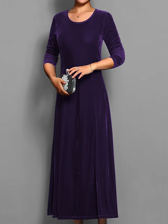 Women's Solid Color Velvet Dress 8670 Purple - Shop at LoveMi