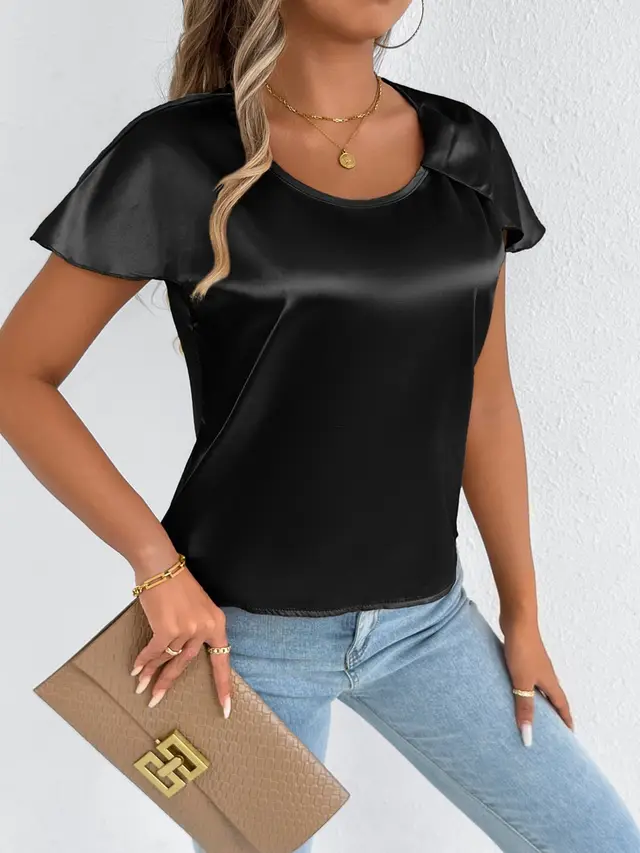 Summer T shirt Short Sleeve High end Black - Shop at LoveMi