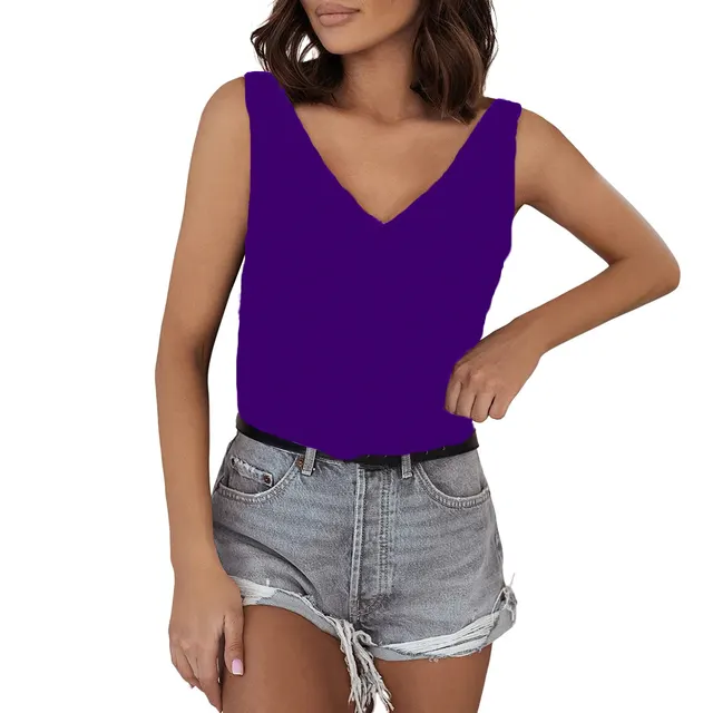 Sleeveless Shirt Summer Basic Women Purple - Shop at LoveMi