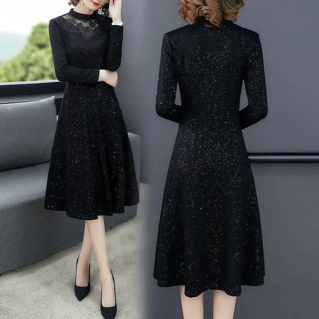 Waist Trimming Fashion Elegant Women's Dress Black - Shop at LoveMi
