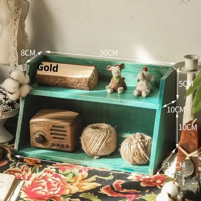 Solid Wood Multi layer Reinforced Cup Storage Box Two Layer Blue - Shop at LoveMi