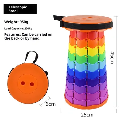 Outdoor Portable Travel Adjustable Telescopic Stool Orange Rainbow - Shop at LoveMi