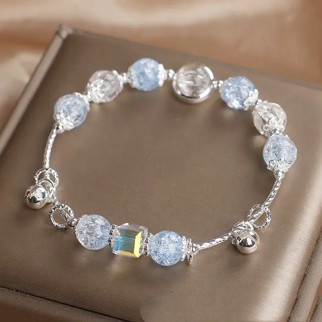 Summer Hot Flower Blue Crystal Bracelet Light Blue - Shop at LoveMi