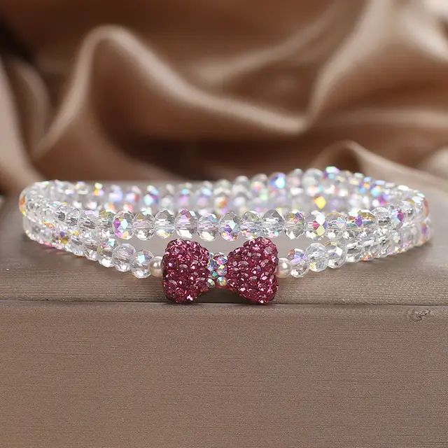 Internet Celebrity Colorful Double Ring Crystal Bracelet Light Luxury Rose Red - Shop at LoveMi