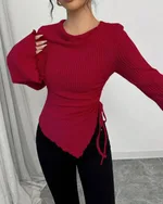 Design Sense Rope Slim Pullover Women - Red