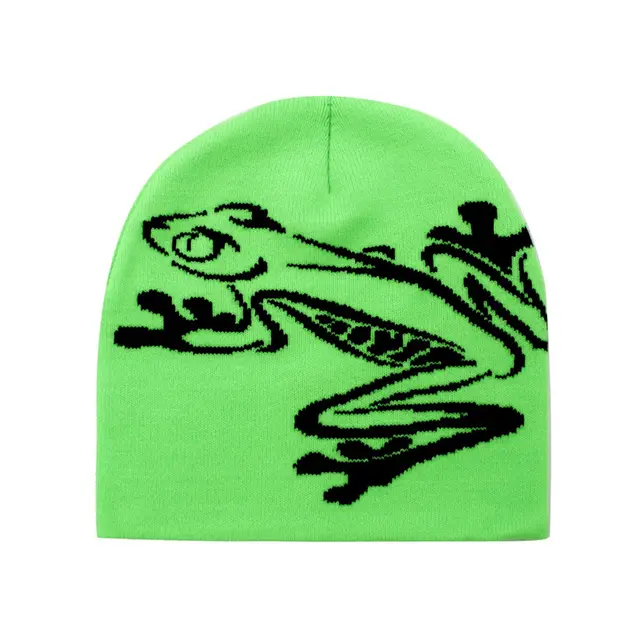 Casual Frog Knitted Street Jacquard Personality Pullover Hat Light Green Frog - Shop at LoveMi
