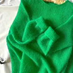 Crew Neck Casual Knitwear Sweater For Women - Green
