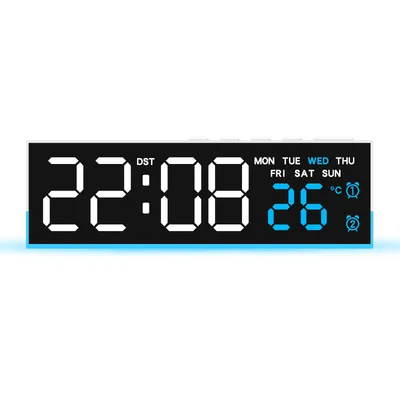 Household Stylish And Versatile LED Digital Clock White Shell Blue Light - Shop at LoveMi